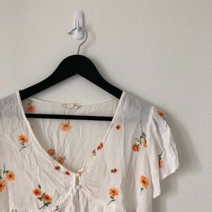 Sunflower White Rayon Crop Top